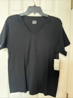 Charter Club Black V-Neck Pajama Top